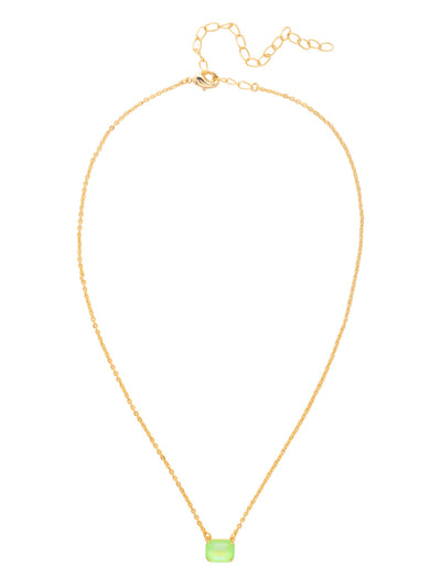 Octavia Single Crystal Pendant Necklace - NFM30BGETG - <p>The Octavia Single Crystal Pendant Necklace features a single horizontal emerald-cut crystal on an adjustable chain, secured with a lobster claw clasp. From Sorrelli's Electric Green  collection in our Bright Gold-tone finish.</p>