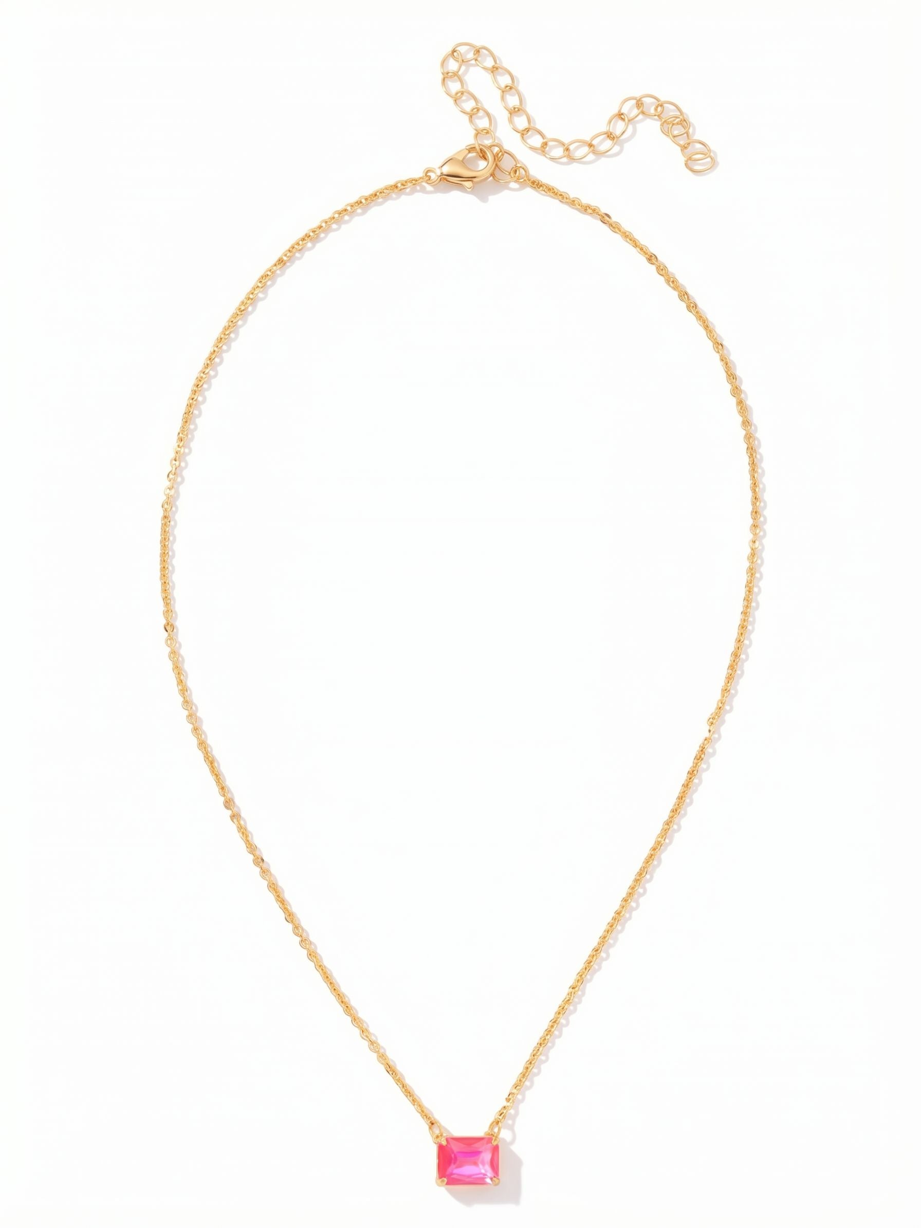 Octavia Single Crystal Pendant Necklace - NFM30BGETP - <p>The Octavia Single Crystal Pendant Necklace features a single horizontal emerald-cut crystal on an adjustable chain, secured with a lobster claw clasp.</p>
