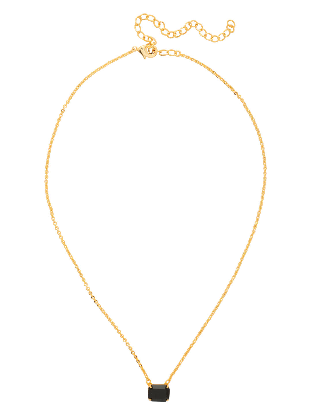 Octavia Single Crystal Pendant Necklace - NFM30BGJET - <p>The Octavia Single Crystal Pendant Necklace features a single horizontal emerald-cut crystal on an adjustable chain, secured with a lobster claw clasp. From Sorrelli's Jet collection in our Bright Gold-tone finish.</p>