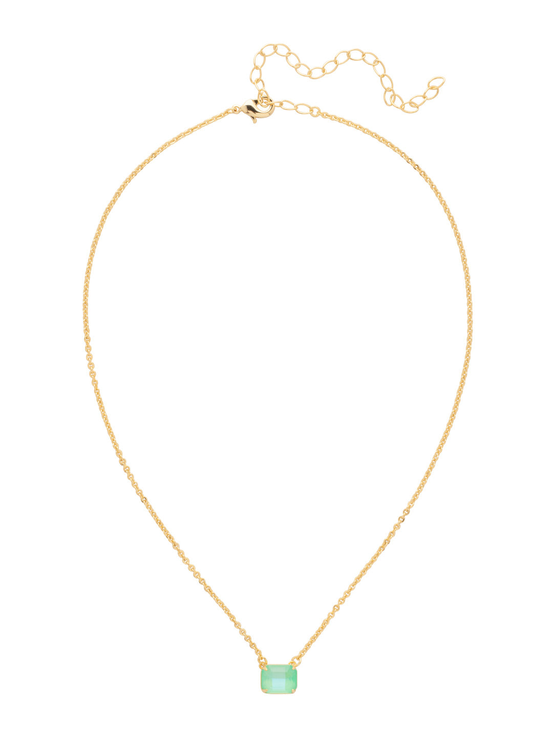 Octavia Single Crystal Pendant Necklace - NFM30BGMND - <p>The Octavia Single Crystal Pendant Necklace features a single horizontal emerald-cut crystal on an adjustable chain, secured with a lobster claw clasp. From Sorrelli's Mint Delite collection in our Bright Gold-tone finish.</p>