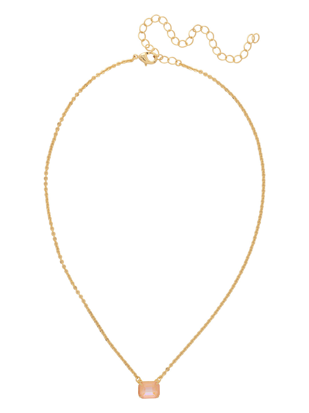 Octavia Single Crystal Pendant Necklace - NFM30BGPD - <p>The Octavia Single Crystal Pendant Necklace features a single horizontal emerald-cut crystal on an adjustable chain, secured with a lobster claw clasp. From Sorrelli's Peach Delite collection in our Bright Gold-tone finish.</p>