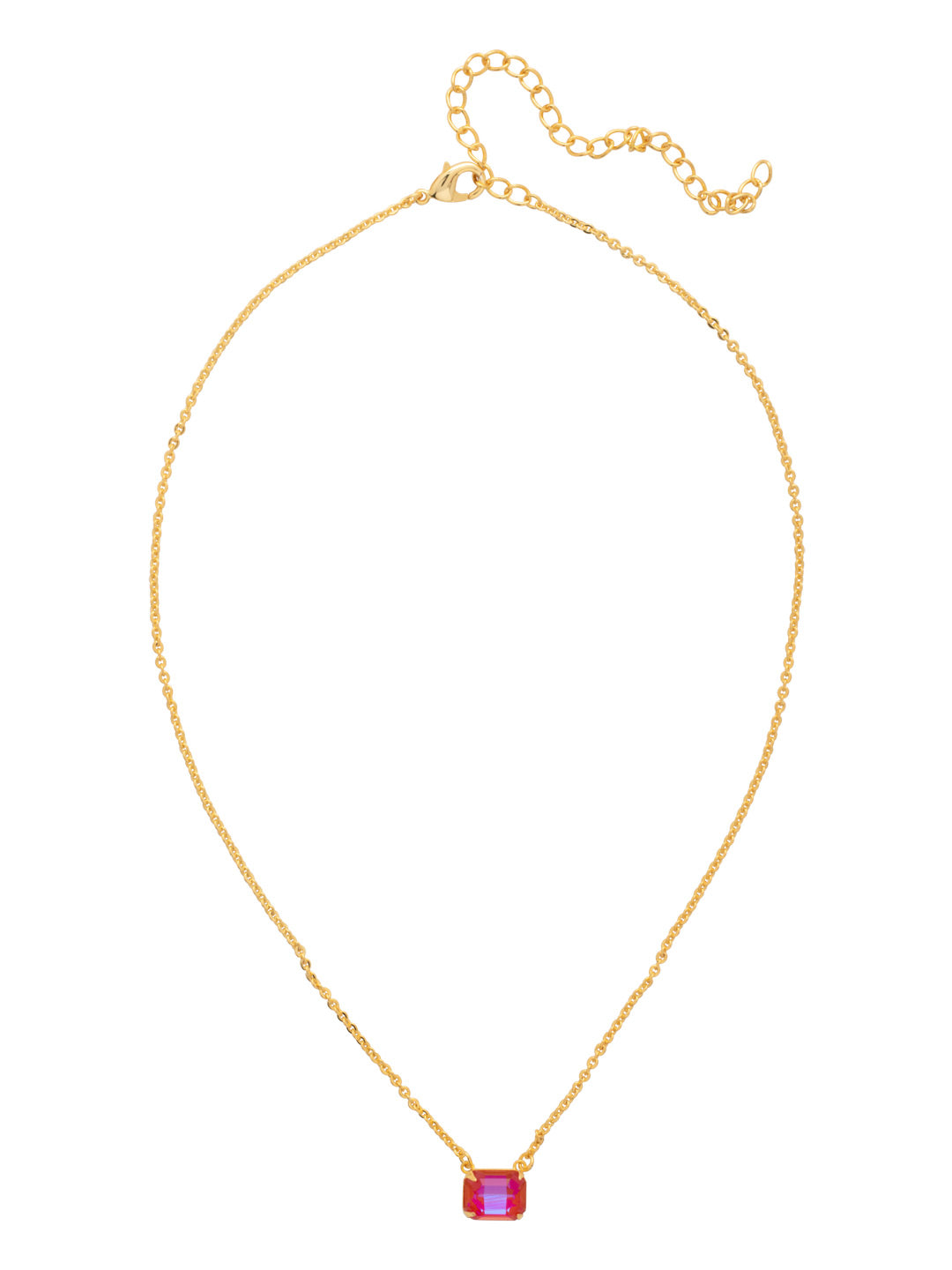 Octavia Single Crystal Pendant Necklace - NFM30BGRRD - <p>The Octavia Single Crystal Pendant Necklace features a single horizontal emerald-cut crystal on an adjustable chain, secured with a lobster claw clasp. From Sorrelli's Royal Red Delite collection in our Bright Gold-tone finish.</p>