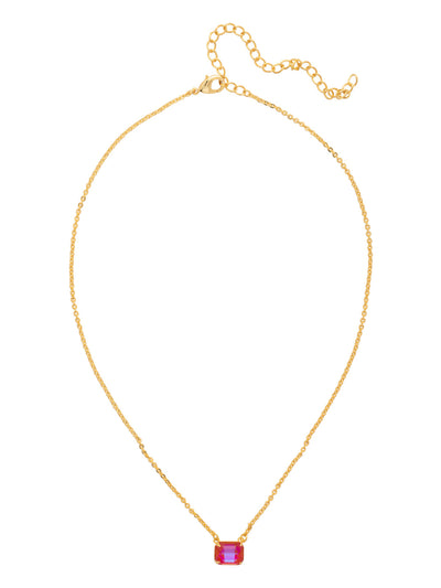 Octavia Single Crystal Pendant Necklace - NFM30BGRRD - <p>The Octavia Single Crystal Pendant Necklace features a single horizontal emerald-cut crystal on an adjustable chain, secured with a lobster claw clasp. From Sorrelli's Royal Red Delite collection in our Bright Gold-tone finish.</p>