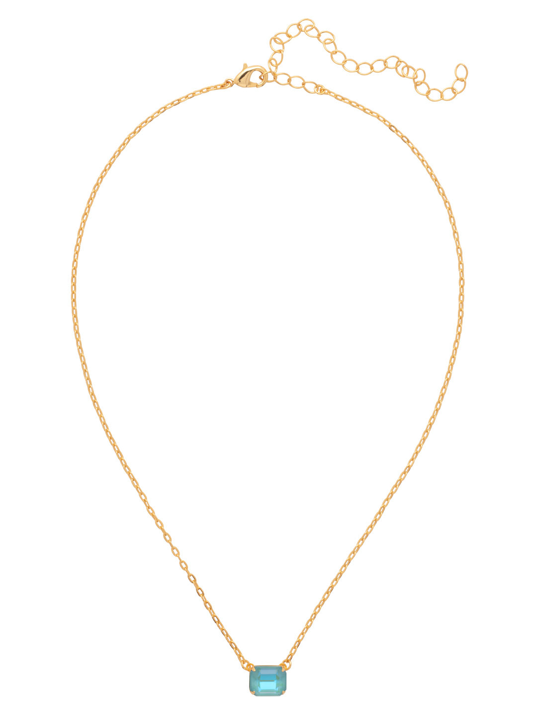 Octavia Single Crystal Pendant Necklace - NFM30BGSBD - <p>The Octavia Single Crystal Pendant Necklace features a single horizontal emerald-cut crystal on an adjustable chain, secured with a lobster claw clasp. From Sorrelli's Summer Blue Delite collection in our Bright Gold-tone finish.</p>