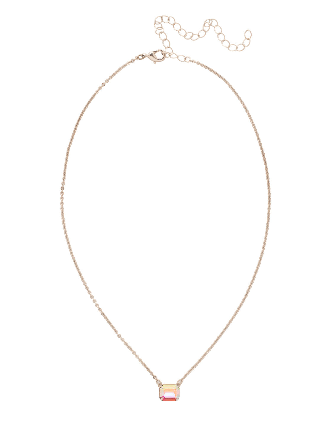 Octavia Single Crystal Pendant Necklace - NFM30PDCAB - <p>The Octavia Single Crystal Pendant Necklace features a single horizontal emerald-cut crystal on an adjustable chain, secured with a lobster claw clasp. From Sorrelli's Crystal Aurora Borealis collection in our Palladium finish.</p>