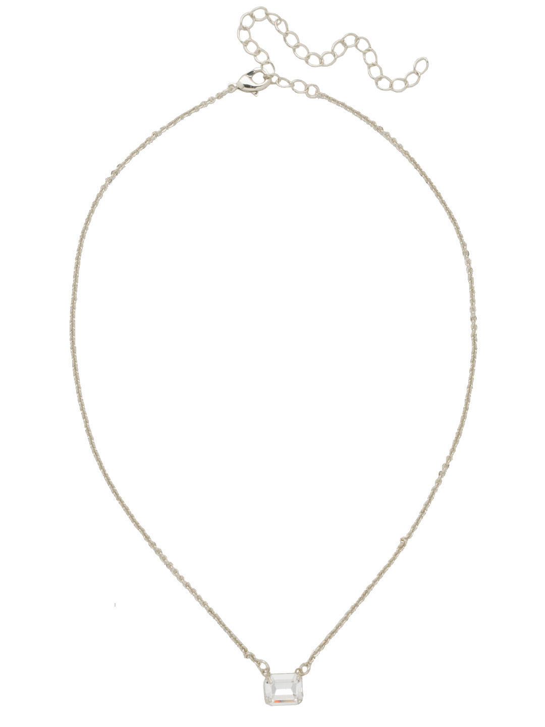 Octavia Single Crystal Pendant Necklace - NFM30PDCRY - <p>The Octavia Single Crystal Pendant Necklace features a single horizontal emerald-cut crystal on an adjustable chain, secured with a lobster claw clasp. From Sorrelli's Crystal collection in our Palladium finish.</p>