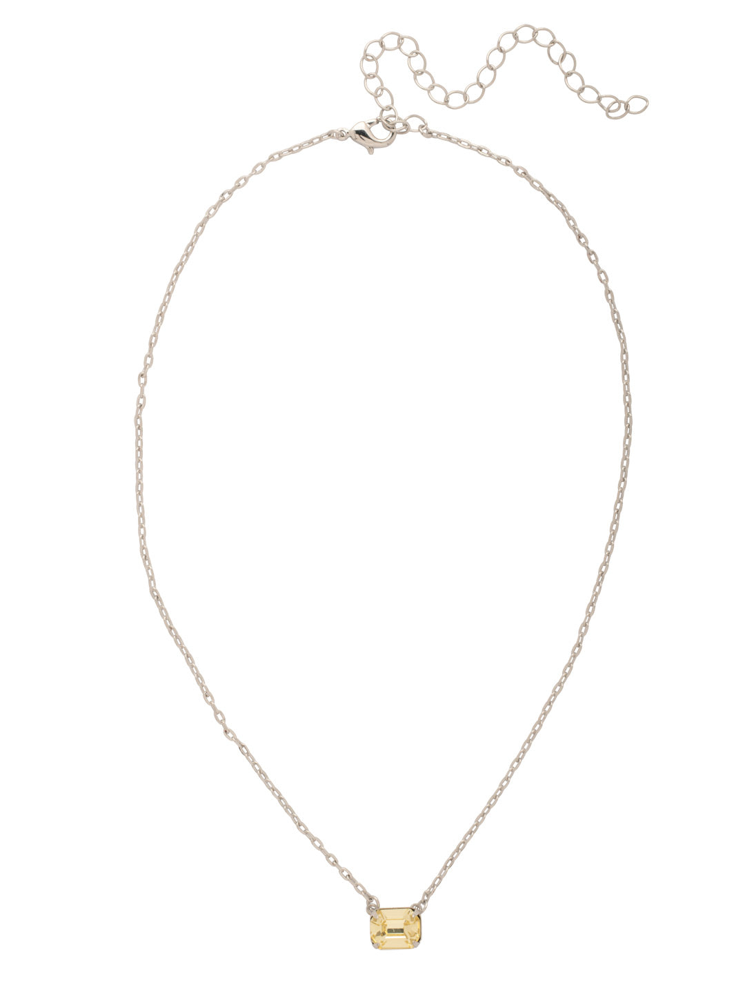 Octavia Single Crystal Pendant Necklace - NFM30PDJON - <p>The Octavia Single Crystal Pendant Necklace features a single horizontal emerald-cut crystal on an adjustable chain, secured with a lobster claw clasp. From Sorrelli's Jonquil collection in our Palladium finish.</p>
