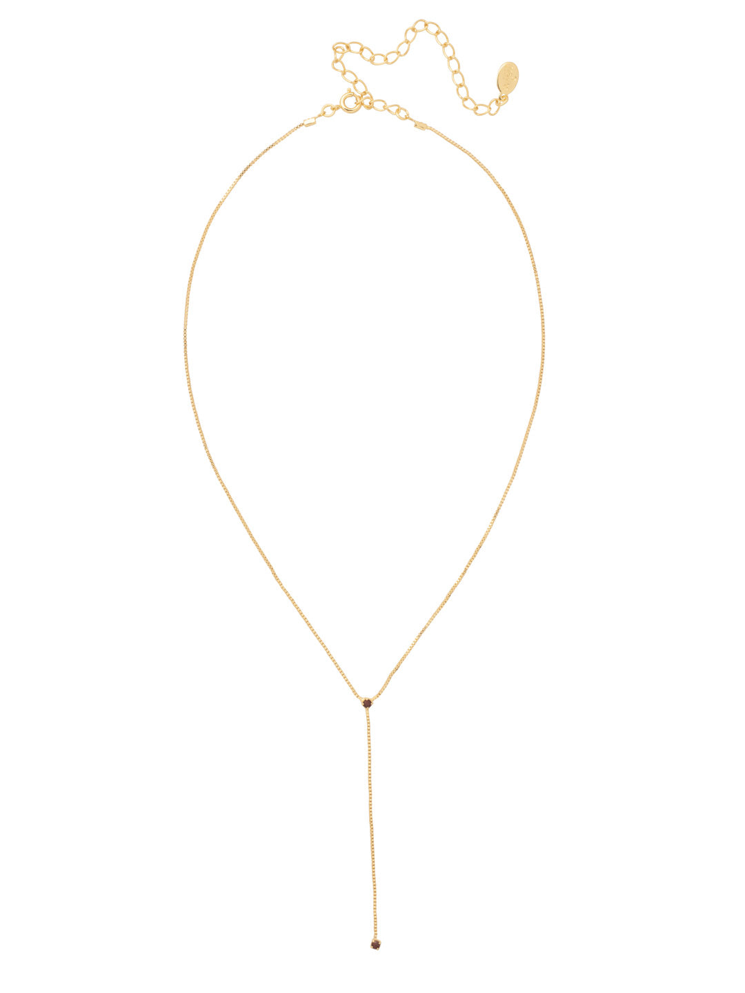 Studded Lariat Pendant Necklace - NFM32BGMMA - <p>Elevate your style with the exquisite Studded Lariat Pendant Necklace. This exquisite piece boasts an adjustable chain designed in a chic and fashionable lariat Y shape. Crafted with meticulous attention to detail, this necklace features a captivating single round crystal stud that graces both the top and bottom of the elegantly dangling chain. From Sorrelli's Mighty Maroon collection in our Bright Gold-tone finish.</p>