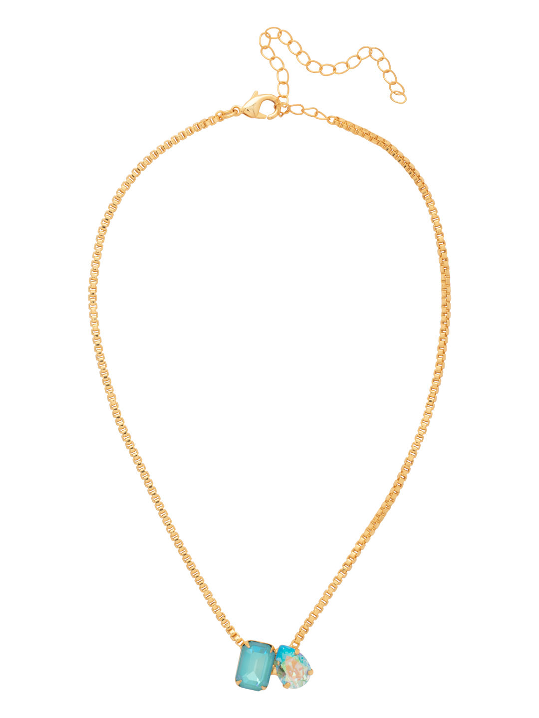 Emerald Pear Pendant Necklace - NFN3BGCSD - <p>The Emerald Pear Pendant Necklace features an emerald and pear cut crystal, nestled together on an adjustable box chain, secured with a lobster claw clasp. From Sorrelli's Coastal Dreams collection in our Bright Gold-tone finish.</p>