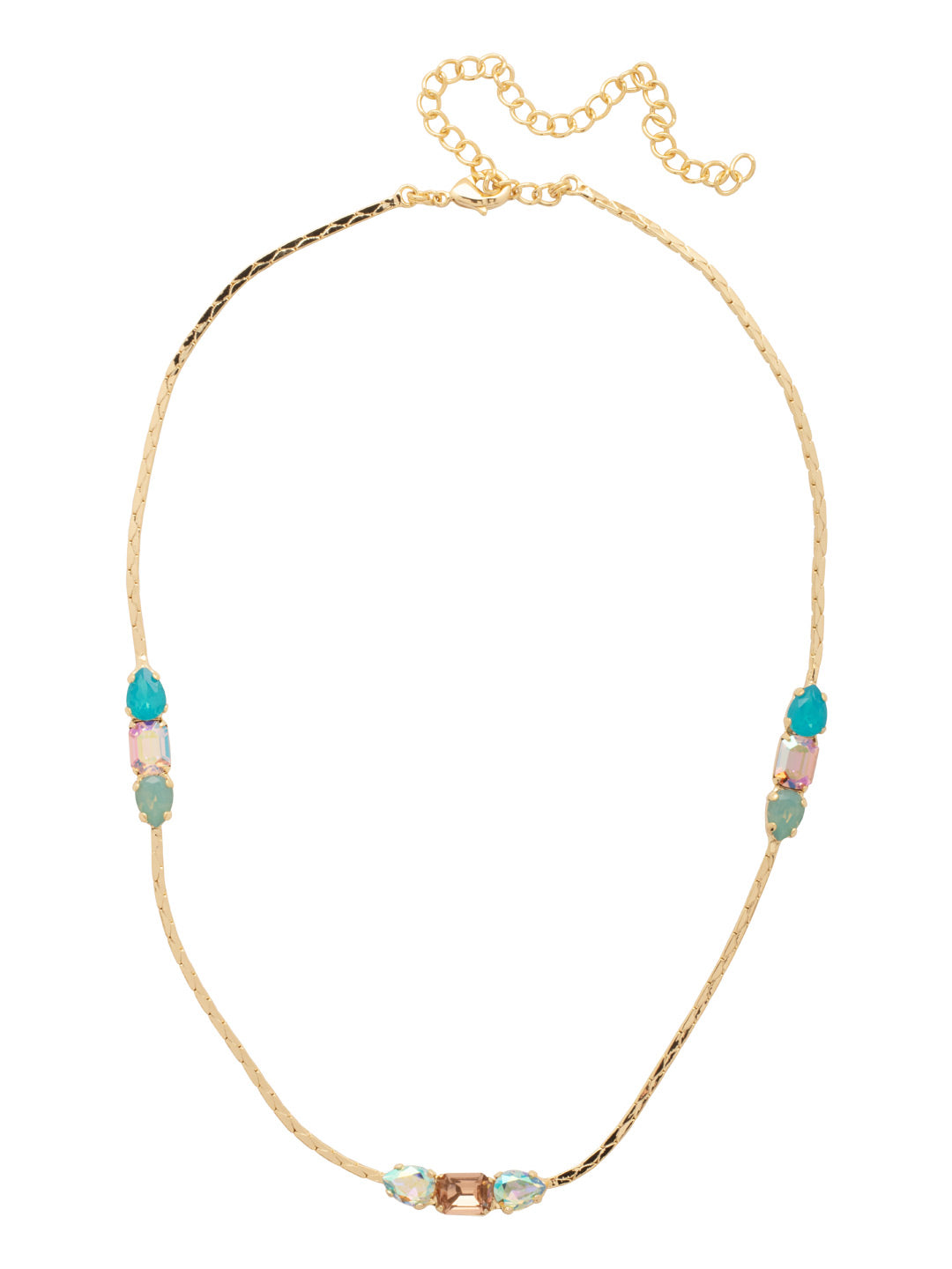 Cami Tennis Necklace - NFP15BGCON - <p>The Cami Tennis Necklace features assorted cut crystals on an adjustable diamond cobra chain, secured with a lobster claw clasp. From Sorrelli's Confetti  collection in our Bright Gold-tone finish.</p>