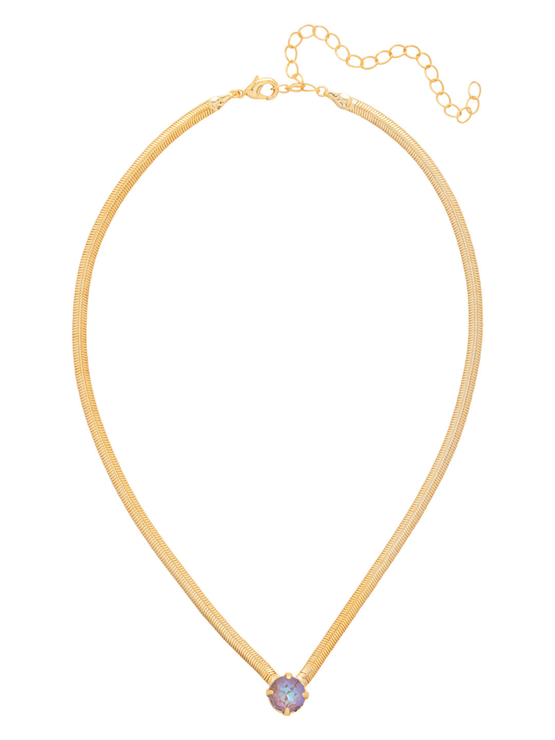 Rowan Pendant Necklace - NFP17BGCPD - <p>The Rowan Pendant Necklace features a single rivoli round cut crystal on a thin snake chain, secured with a lobster claw clasp. From Sorrelli's Cappuccino Delite collection in our Bright Gold-tone finish.</p>