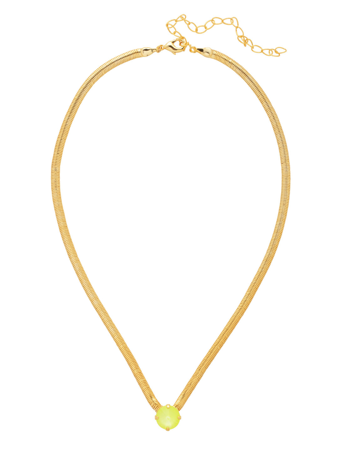 Rowan Pendant Necklace - NFP17BGELY - <p>The Rowan Pendant Necklace features a single rivoli round cut crystal on a thin snake chain, secured with a lobster claw clasp. From Sorrelli's Electric Yellow collection in our Bright Gold-tone finish.</p>