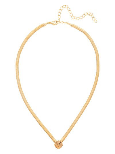Rowan Pendant Necklace - NFP17BGLC - <p>The Rowan Pendant Necklace features a single rivoli round cut crystal on a thin snake chain, secured with a lobster claw clasp. From Sorrelli's Light Colorado collection in our Bright Gold-tone finish.</p>