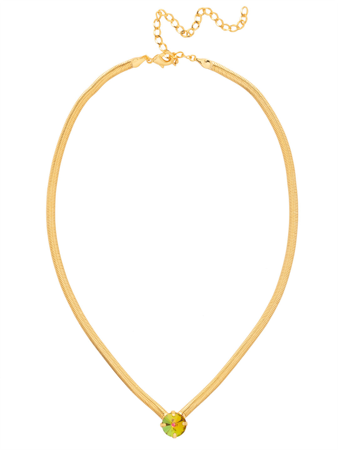 Rowan Pendant Necklace - NFP17BGVO - <p>The Rowan Pendant Necklace features a single rivoli round cut crystal on a thin snake chain, secured with a lobster claw clasp. From Sorrelli's Volcano collection in our Bright Gold-tone finish.</p>