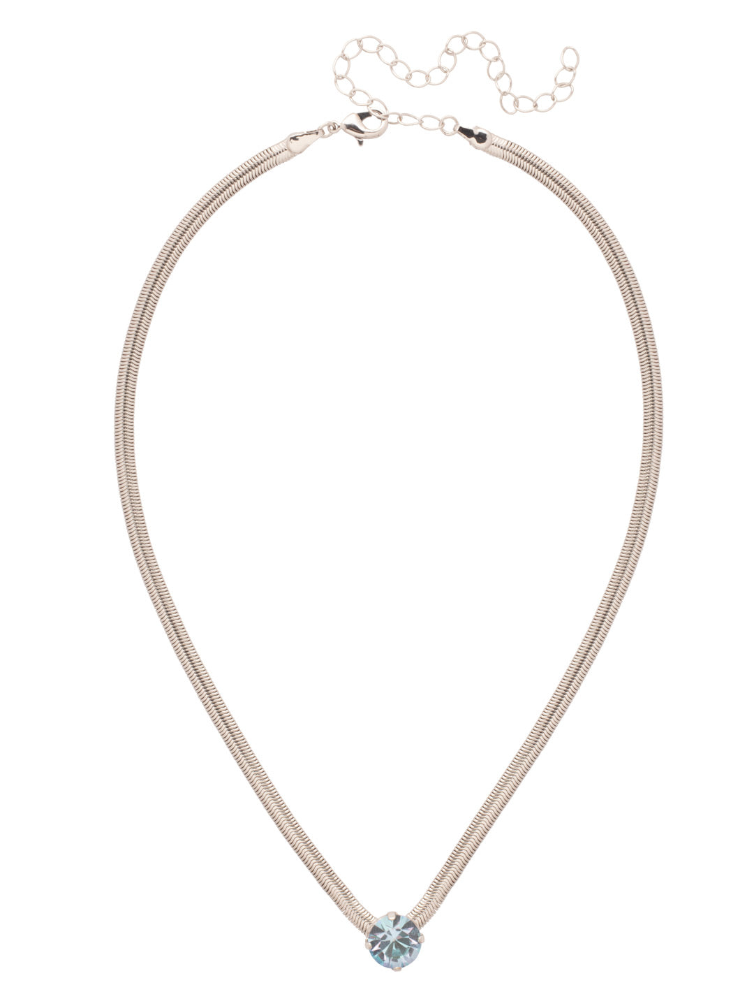 Rowan Pendant Necklace - NFP17PDLCH - <p>The Rowan Pendant Necklace features a single rivoli round cut crystal on a thin snake chain, secured with a lobster claw clasp. From Sorrelli's Lilac Champagne collection in our Palladium finish.</p>