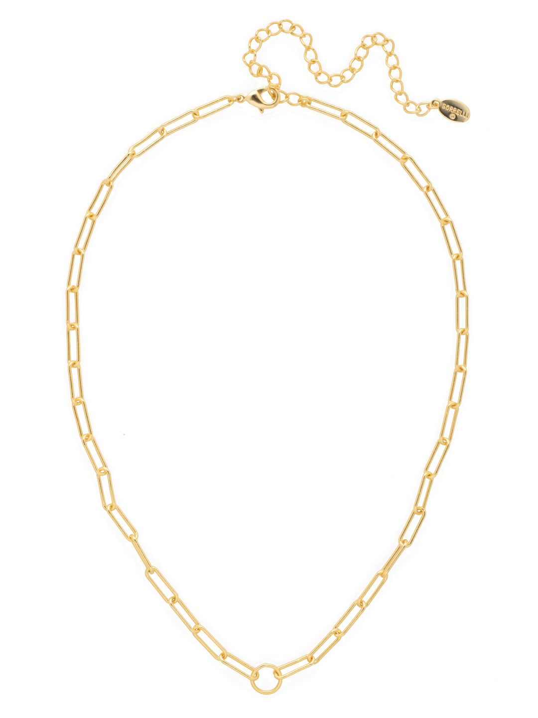 Paperclip Charm Pendant Necklace - NFR1BGMTL - <p>From Sorrelli's Bare Metallic collection in our Bright Gold-tone finish.</p>