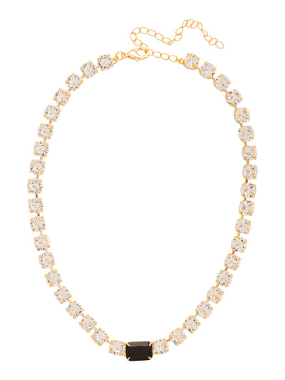 Anya Tennis Necklace - NFS1BGEM - <p>Add a touch of sophistication with the Anya Tennis Necklace, showcasing a beautiful arrangement of round-cut crystals and a striking emerald-cut centerpiece. This adjustable necklace is secured with a lobster claw clasp, ensuring a comfortable and stylish fit. (16-20 inches) From Sorrelli's Evening Moon collection in our Bright Gold-tone finish.</p>