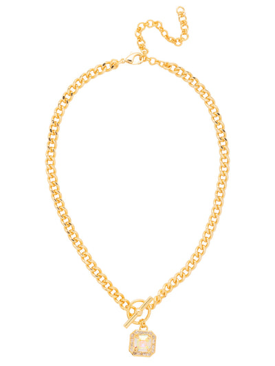 Autumn Pendant Necklace - NFS5BGCAB - <p>The Autumn Pendant Necklace features a striking crystal-embellished imperial square halo elegantly dangling from a chunky chain, complete with a stylish front toggle detail. Adjustable for the perfect fit, it’s secured with a lobster claw clasp for added ease and sophistication. From Sorrelli's Crystal Aurora Borealis collection in our Bright Gold-tone finish.</p>