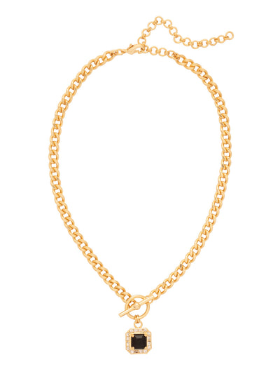 Autumn Pendant Necklace - NFS5BGEM - <p>The Autumn Pendant Necklace features a striking crystal-embellished imperial square halo elegantly dangling from a chunky chain, complete with a stylish front toggle detail. Adjustable for the perfect fit, it’s secured with a lobster claw clasp for added ease and sophistication. From Sorrelli's Evening Moon collection in our Bright Gold-tone finish.</p>