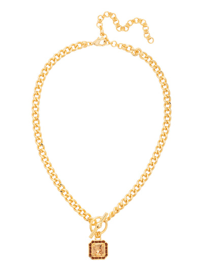 Autumn Pendant Necklace - NFS5BGHNB - <p>The Autumn Pendant Necklace features a striking crystal-embellished imperial square halo elegantly dangling from a chunky chain, complete with a stylish front toggle detail. Adjustable for the perfect fit, it’s secured with a lobster claw clasp for added ease and sophistication. From Sorrelli's Honey Bourbon collection in our Bright Gold-tone finish.</p>