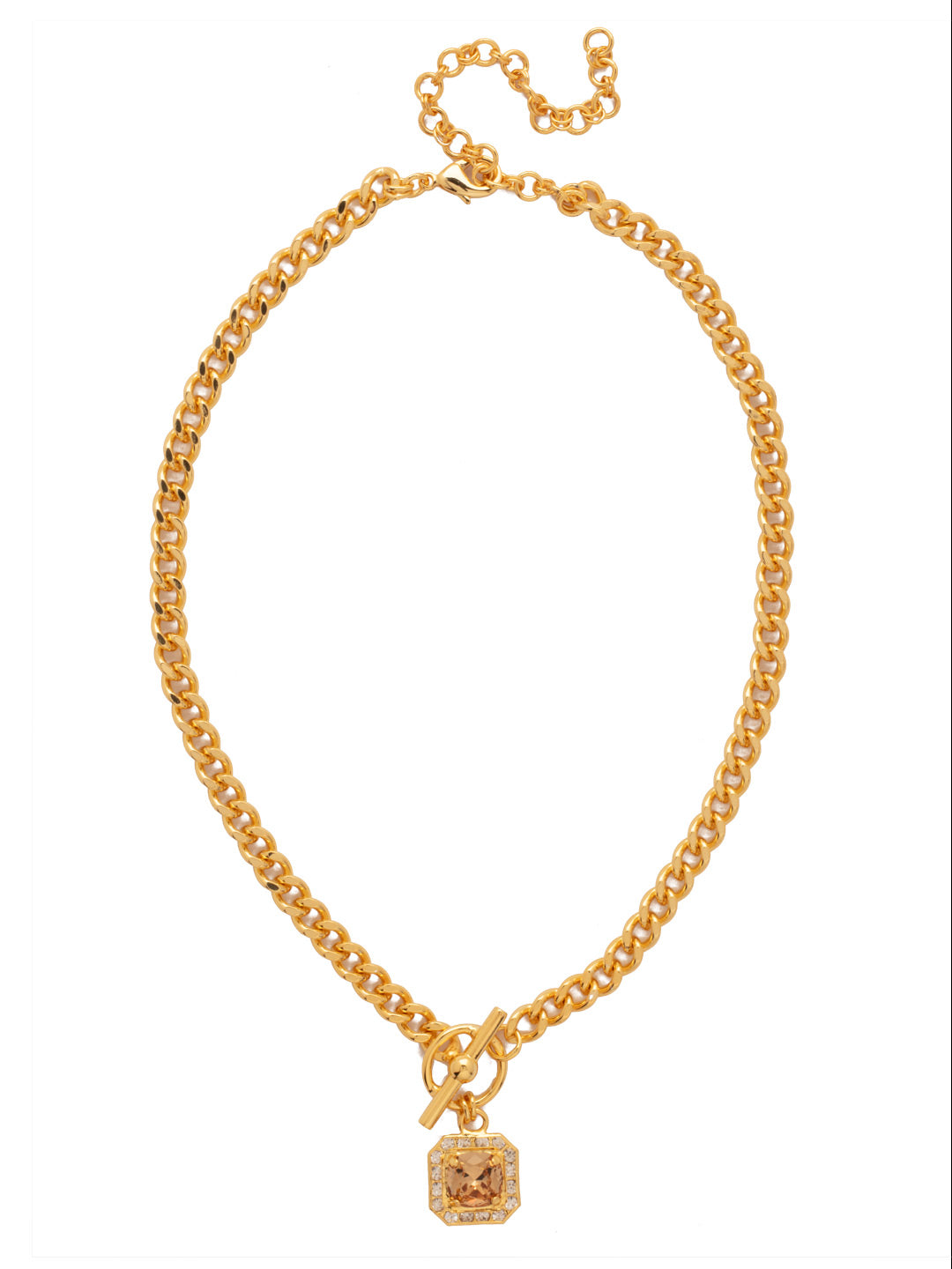 Autumn Pendant Necklace - NFS5BGLC - <p>The Autumn Pendant Necklace features a striking crystal-embellished imperial square halo elegantly dangling from a chunky chain, complete with a stylish front toggle detail. Adjustable for the perfect fit, it’s secured with a lobster claw clasp for added ease and sophistication. From Sorrelli's Light Colorado collection in our Bright Gold-tone finish.</p>