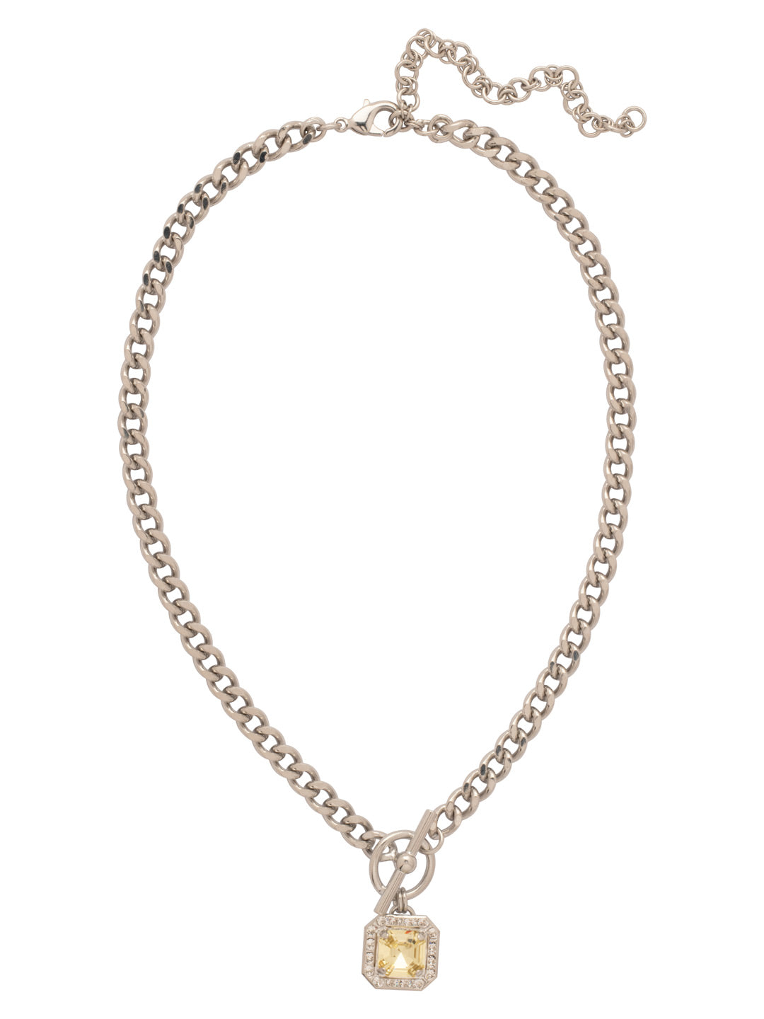 Autumn Pendant Necklace - NFS5PDLZ - <p>The Autumn Pendant Necklace features a striking crystal-embellished imperial square halo elegantly dangling from a chunky chain, complete with a stylish front toggle detail. Adjustable for the perfect fit, it’s secured with a lobster claw clasp for added ease and sophistication. From Sorrelli's Lemon Zest collection in our Palladium finish.</p>