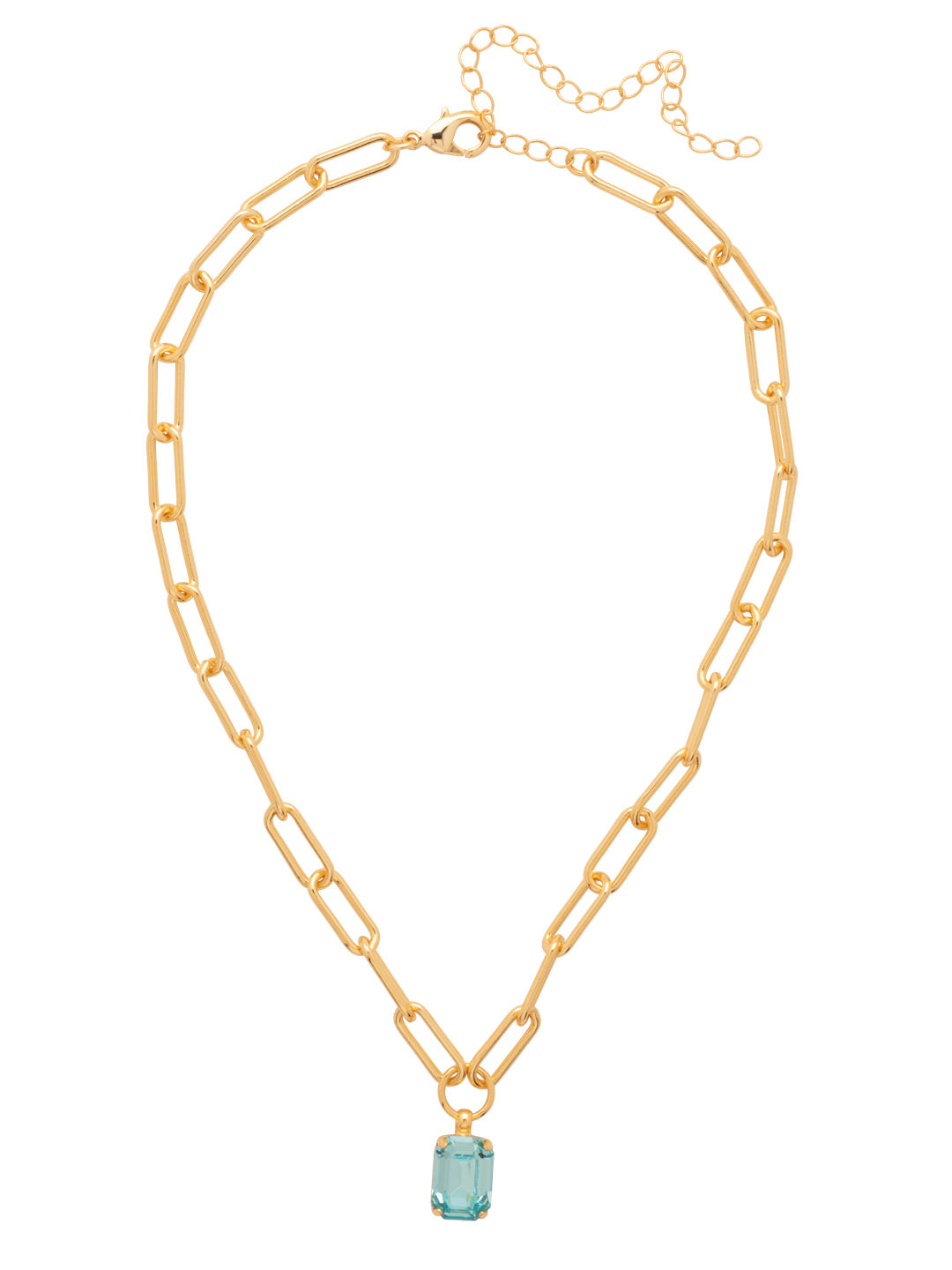 Nia Pendant Necklace - NFS7BGAQU - <p>The Nia Pendant Necklace features an emerald cut pendant on an adjustable large chunky paperclip chain, secured with a lobster claw clasp. (16-20 inches) From Sorrelli's Aquamarine collection in our Bright Gold-tone finish.</p>