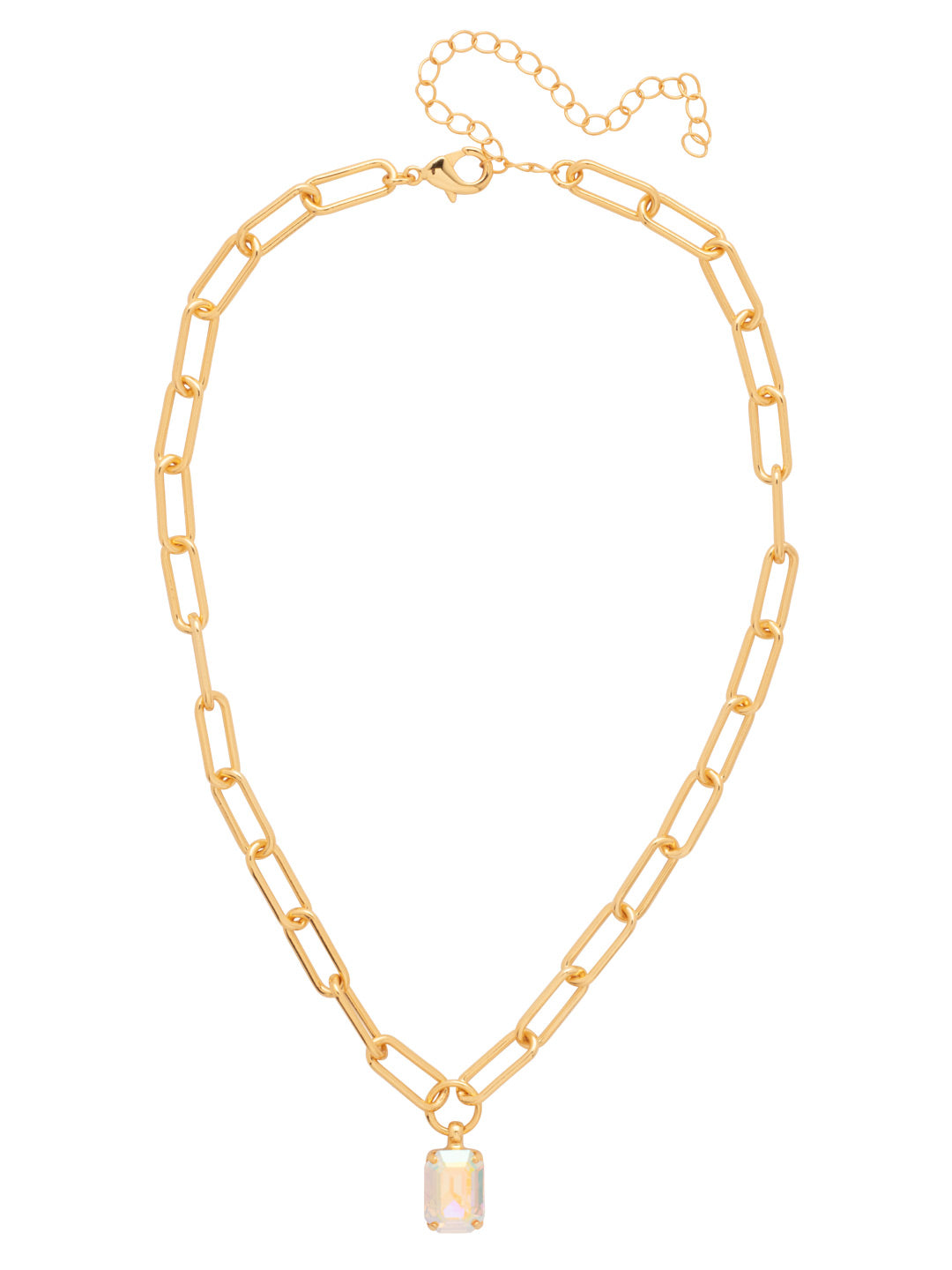 Nia Pendant Necklace - NFS7BGCAB - <p>The Nia Pendant Necklace features an emerald cut pendant on an adjustable large chunky paperclip chain, secured with a lobster claw clasp. (16-20 inches) From Sorrelli's Crystal Aurora Borealis collection in our Bright Gold-tone finish.</p>