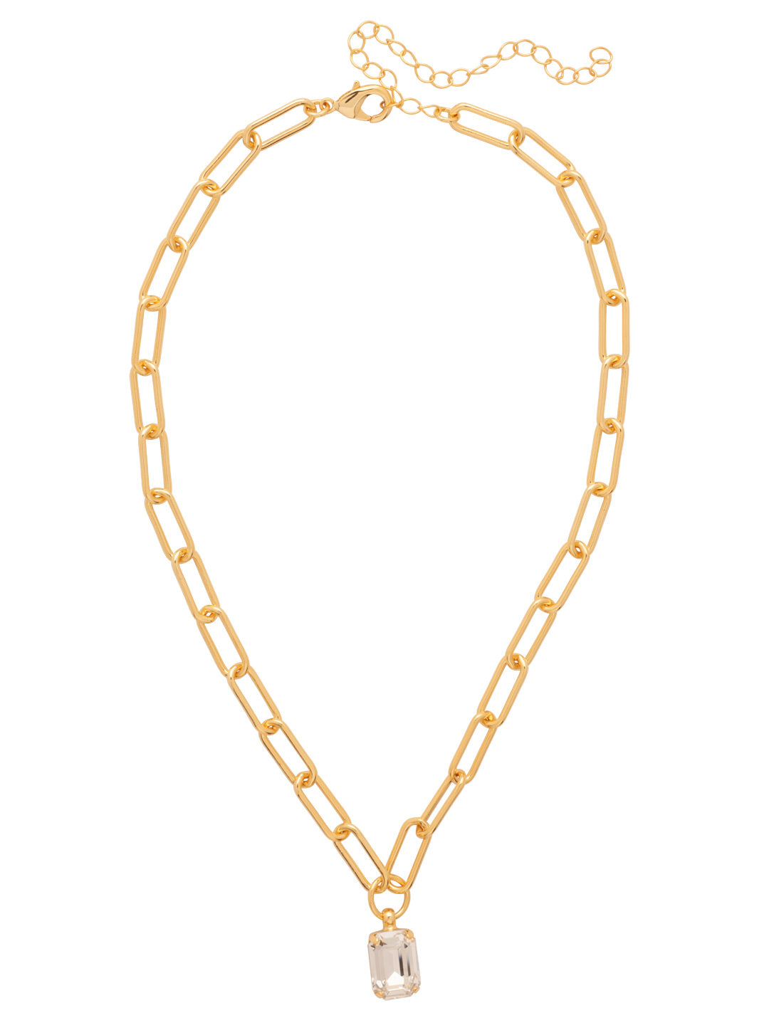 Nia Pendant Necklace - NFS7BGCRY - <p>The Nia Pendant Necklace features an emerald cut pendant on an adjustable large chunky paperclip chain, secured with a lobster claw clasp. (16-20 inches) From Sorrelli's Crystal collection in our Bright Gold-tone finish.</p>