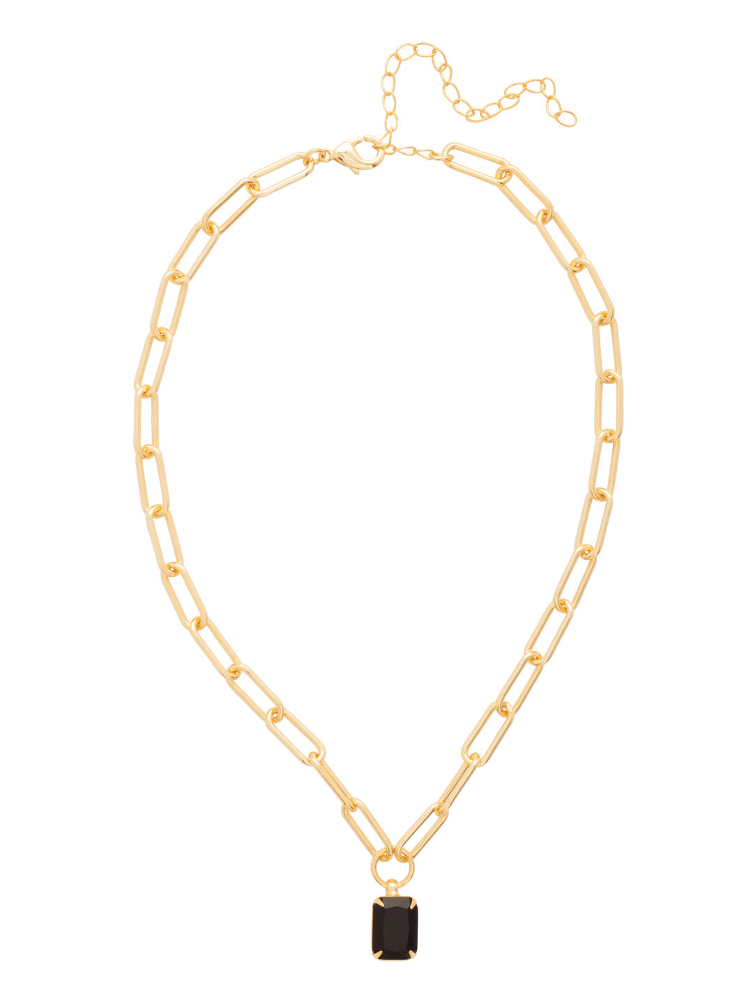 Nia Pendant Necklace - NFS7BGJET - <p>The Nia Pendant Necklace features an emerald cut pendant on an adjustable large chunky paperclip chain, secured with a lobster claw clasp. (16-20 inches) From Sorrelli's Jet collection in our Bright Gold-tone finish.</p>