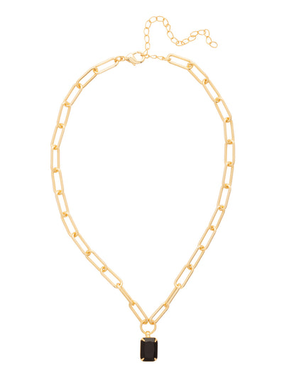 Nia Pendant Necklace - NFS7BGJET - <p>The Nia Pendant Necklace features an emerald cut pendant on an adjustable large chunky paperclip chain, secured with a lobster claw clasp. (16-20 inches) From Sorrelli's Jet collection in our Bright Gold-tone finish.</p>