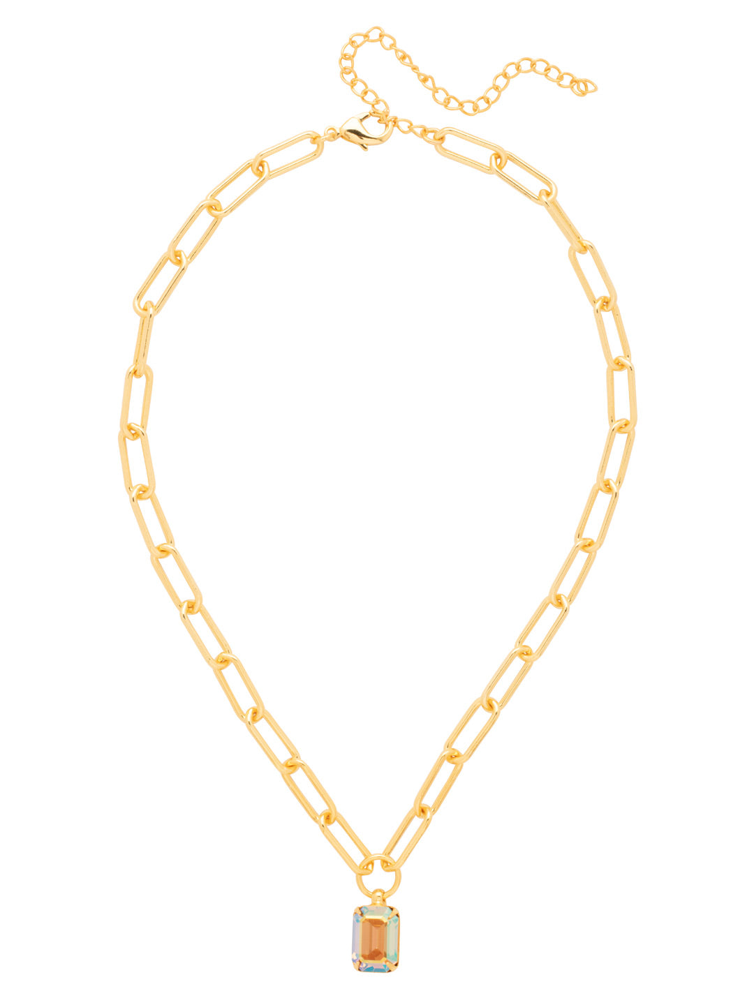 Nia Pendant Necklace - NFS7BGLCA - <p>The Nia Pendant Necklace features an emerald cut pendant on an adjustable large chunky paperclip chain, secured with a lobster claw clasp. (16-20 inches) From Sorrelli's Light Colorado Aurora Borealis collection in our Bright Gold-tone finish.</p>