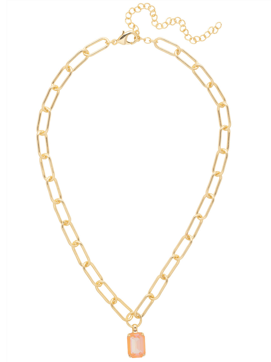 Nia Pendant Necklace - NFS7BGPD - <p>The Nia Pendant Necklace features an emerald cut pendant on an adjustable large chunky paperclip chain, secured with a lobster claw clasp. (16-20 inches) From Sorrelli's Peach Delite collection in our Bright Gold-tone finish.</p>