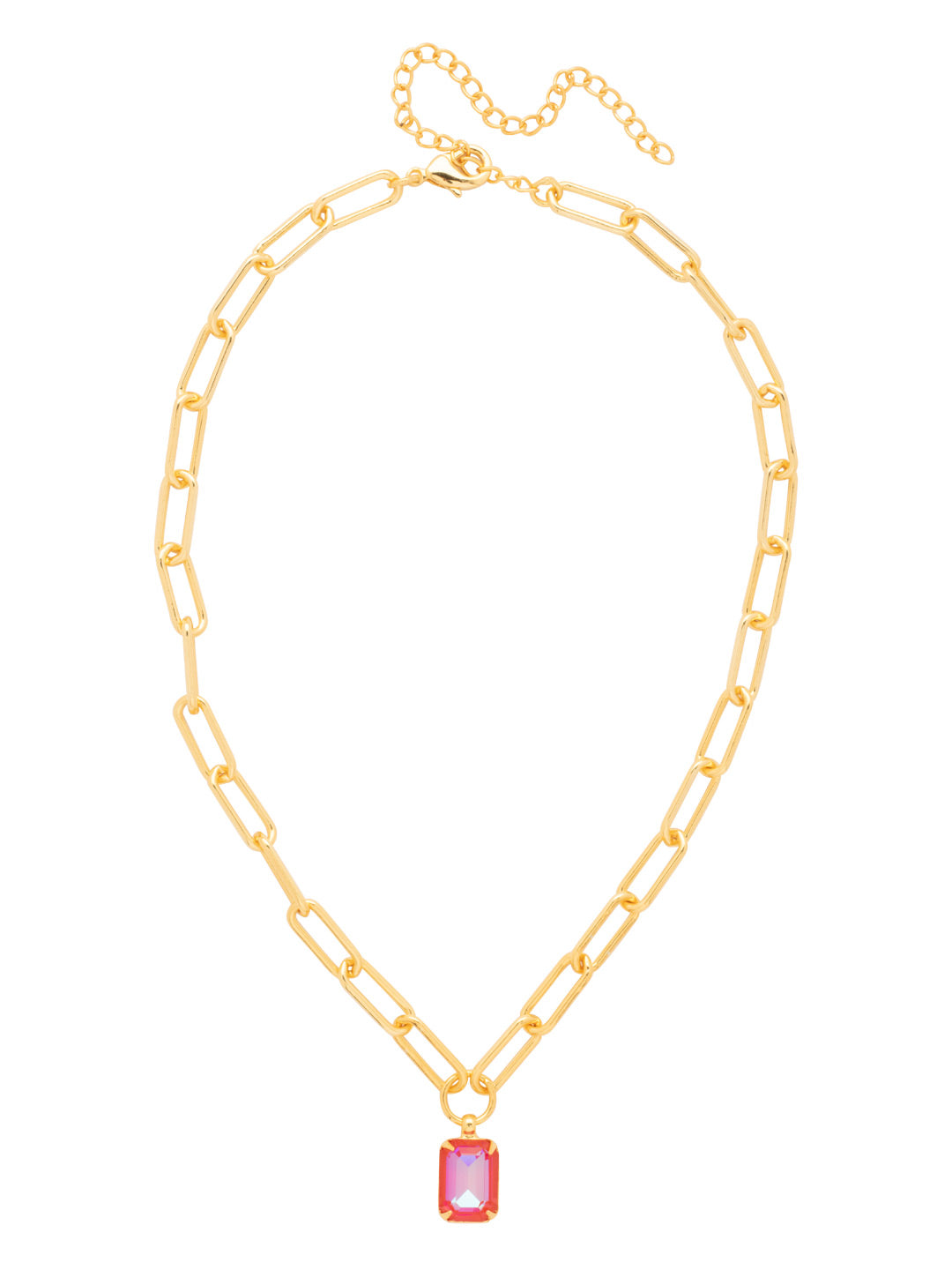 Nia Pendant Necklace - NFS7BGRRD - <p>The Nia Pendant Necklace features an emerald cut pendant on an adjustable large chunky paperclip chain, secured with a lobster claw clasp. (16-20 inches) From Sorrelli's Royal Red Delite collection in our Bright Gold-tone finish.</p>