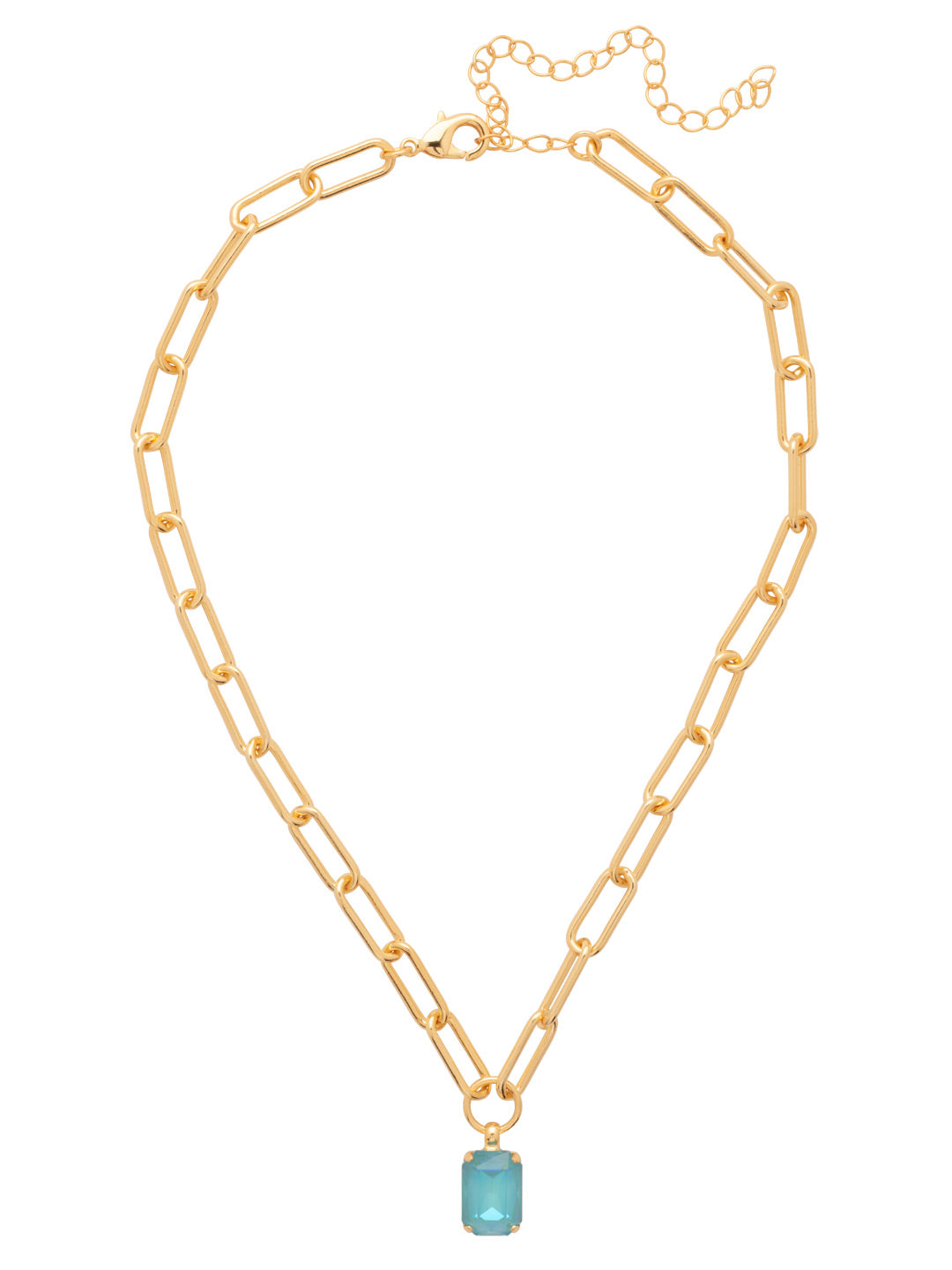 Nia Pendant Necklace - NFS7BGSBD - <p>The Nia Pendant Necklace features an emerald cut pendant on an adjustable large chunky paperclip chain, secured with a lobster claw clasp. (16-20 inches) From Sorrelli's Summer Blue Delite collection in our Bright Gold-tone finish.</p>