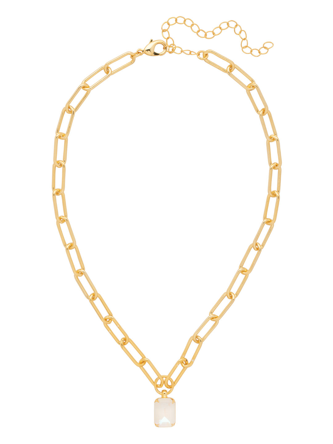 Nia Pendant Necklace - NFS7BGUWAB - <p>The Nia Pendant Necklace features an emerald cut pendant on an adjustable large chunky paperclip chain, secured with a lobster claw clasp. (16-20 inches) From Sorrelli's Ultra White Aurora Borealis collection in our Bright Gold-tone finish.</p>