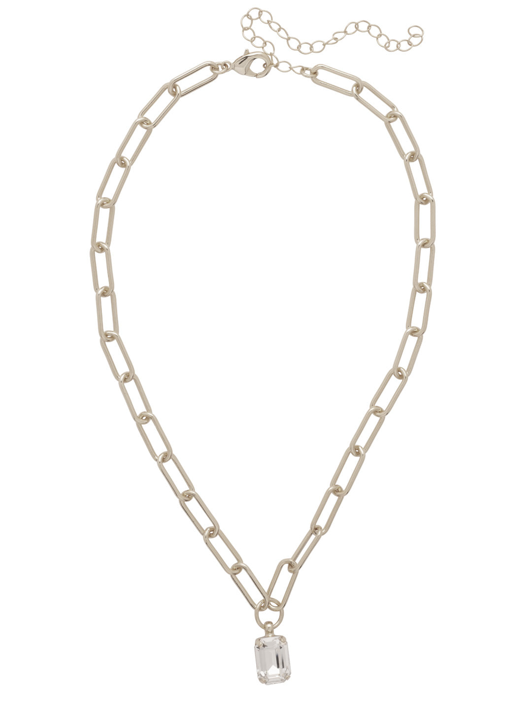 Nia Pendant Necklace - NFS7PDCRY - <p>The Nia Pendant Necklace features an emerald cut pendant on an adjustable large chunky paperclip chain, secured with a lobster claw clasp. (16-20 inches) From Sorrelli's Crystal collection in our Palladium finish.</p>
