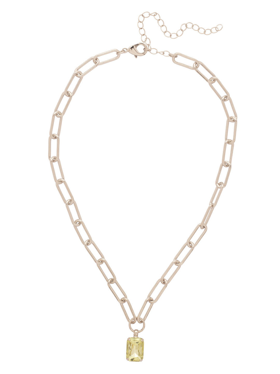 Nia Pendant Necklace - NFS7PDJON - <p>The Nia Pendant Necklace features an emerald cut pendant on an adjustable large chunky paperclip chain, secured with a lobster claw clasp. (16-20 inches) From Sorrelli's Jonquil collection in our Palladium finish.</p>