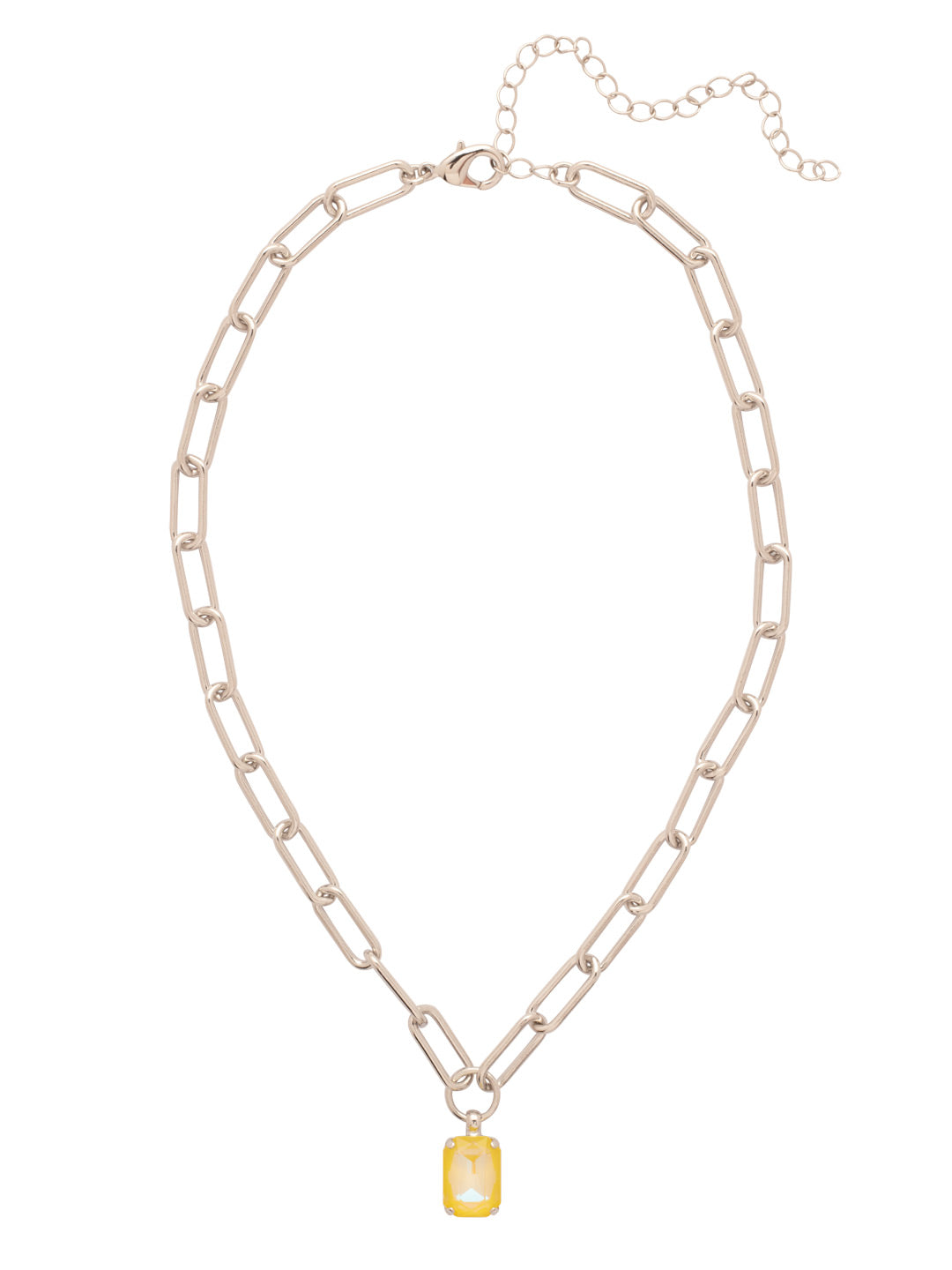 Nia Pendant Necklace - NFS7PDLTD - <p>The Nia Pendant Necklace features an emerald cut pendant on an adjustable large chunky paperclip chain, secured with a lobster claw clasp. (16-20 inches) From Sorrelli's Light Topaz Delite collection in our Palladium finish.</p>