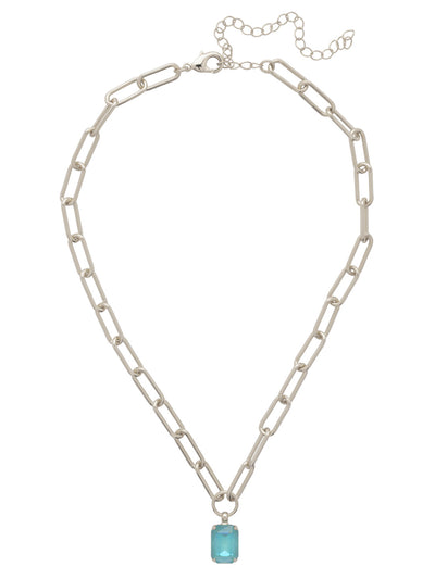 Nia Pendant Necklace - NFS7PDSBD - <p>The Nia Pendant Necklace features an emerald cut pendant on an adjustable large chunky paperclip chain, secured with a lobster claw clasp. (16-20 inches) From Sorrelli's Summer Blue Delite collection in our Palladium finish.</p>