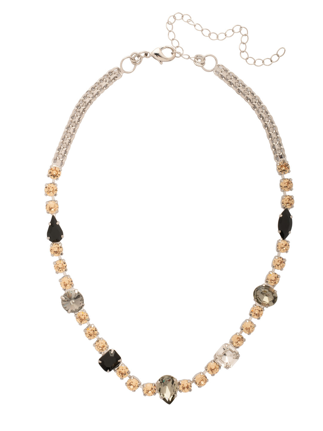 Bevy Tennis Necklace - NFT2PDEM - <p>Add a touch of glamour to your look with the Bevy Tennis Necklace, featuring a thick chain embellished with sparkling assorted crystals. This exquisite necklace is adjustable and fastens securely with a lobster claw clasp, making it a must-have accessory. (16in-20in) From Sorrelli's Evening Moon collection in our Palladium finish.</p>