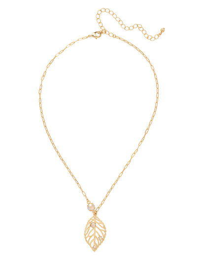 Cala Pendant Necklace - NFU2BGCAB - <p>The Cala Pendant Necklace features a delicate crystal embellished metal leaf cut-out pendant dangling from an adjustable chain, secured with a lobster claw clasp. (16-20 inches) From Sorrelli's Crystal Aurora Borealis collection in our Bright Gold-tone finish.</p>
