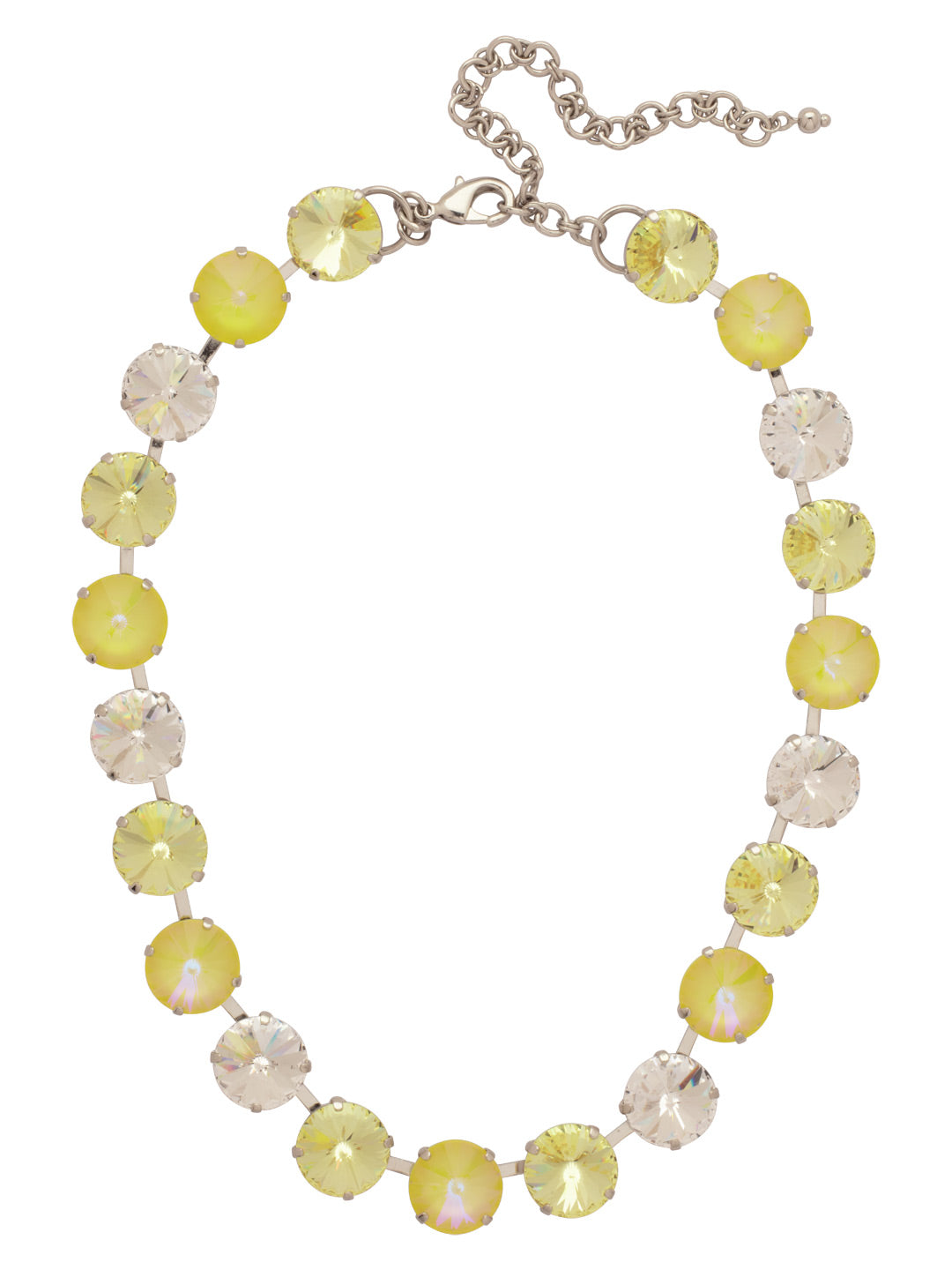 Nadine Tennis Necklace - NFU3PDLZ - <p>The Nadine Tennis Necklace features repeating round cut rivoli crystals with an adjustable extension chain, secured with a lobster claw clasp. (14-18 inches) From Sorrelli's Lemon Zest collection in our Palladium finish.</p>