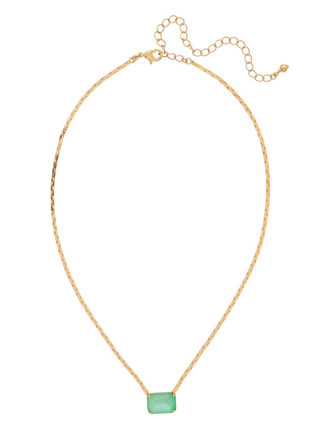 Everyday Pendant Necklace - NFU55BGMND - <p>The Everyday Pendant Necklace features a single chunky emerald cut crystal at the base of an adjustable diamond cobra chain, secured with a lobster claw clasp. From Sorrelli's Mint Delite collection in our Bright Gold-tone finish.</p>