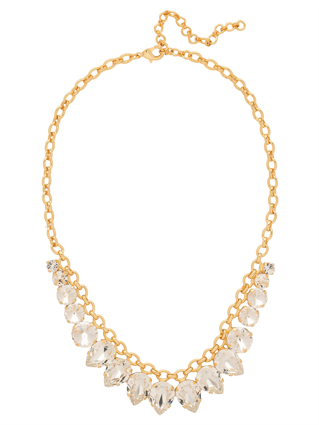 Perfect Pear Tennis Necklace - NFV1BGCRY - <p>The Perfect Pear Tennis Necklace features a stunning flow of pear-cut crystals descending into round-cut crystals on an adjustable chain, secured with a lobster claw clasp. (16-20 inches) From Sorrelli's Crystal collection in our Bright Gold-tone finish.</p>