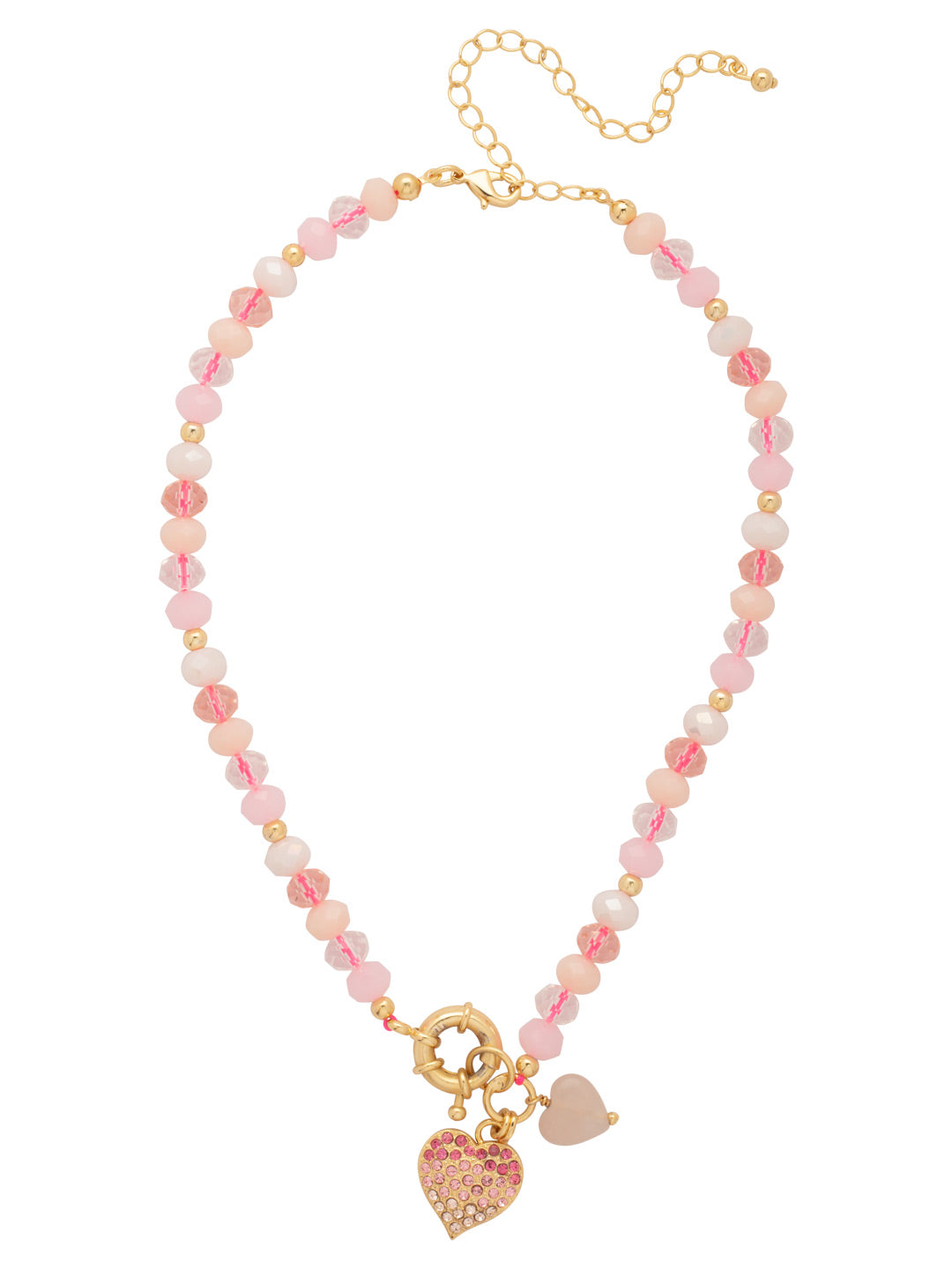 Beaded Pave Heart Pendant Necklace - NFV5BGBFL - <p>From Sorrelli's Big Flirt collection in our Bright Gold-tone finish.</p>