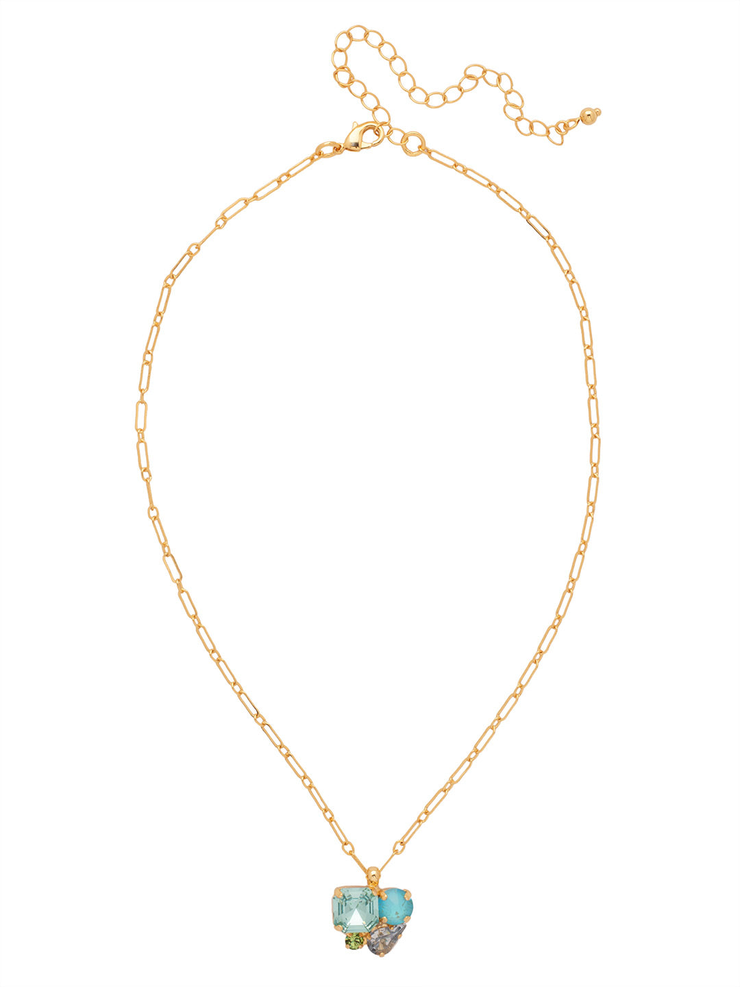 Anika Pendant Necklace - NFY11BGOC - <p>The Anika Pendant Necklace features a pendant of assorted cut crystals on an adjustable chain, secured with a lobster claw clasp. From Sorrelli's Ocean collection in our Bright Gold-tone finish.</p>