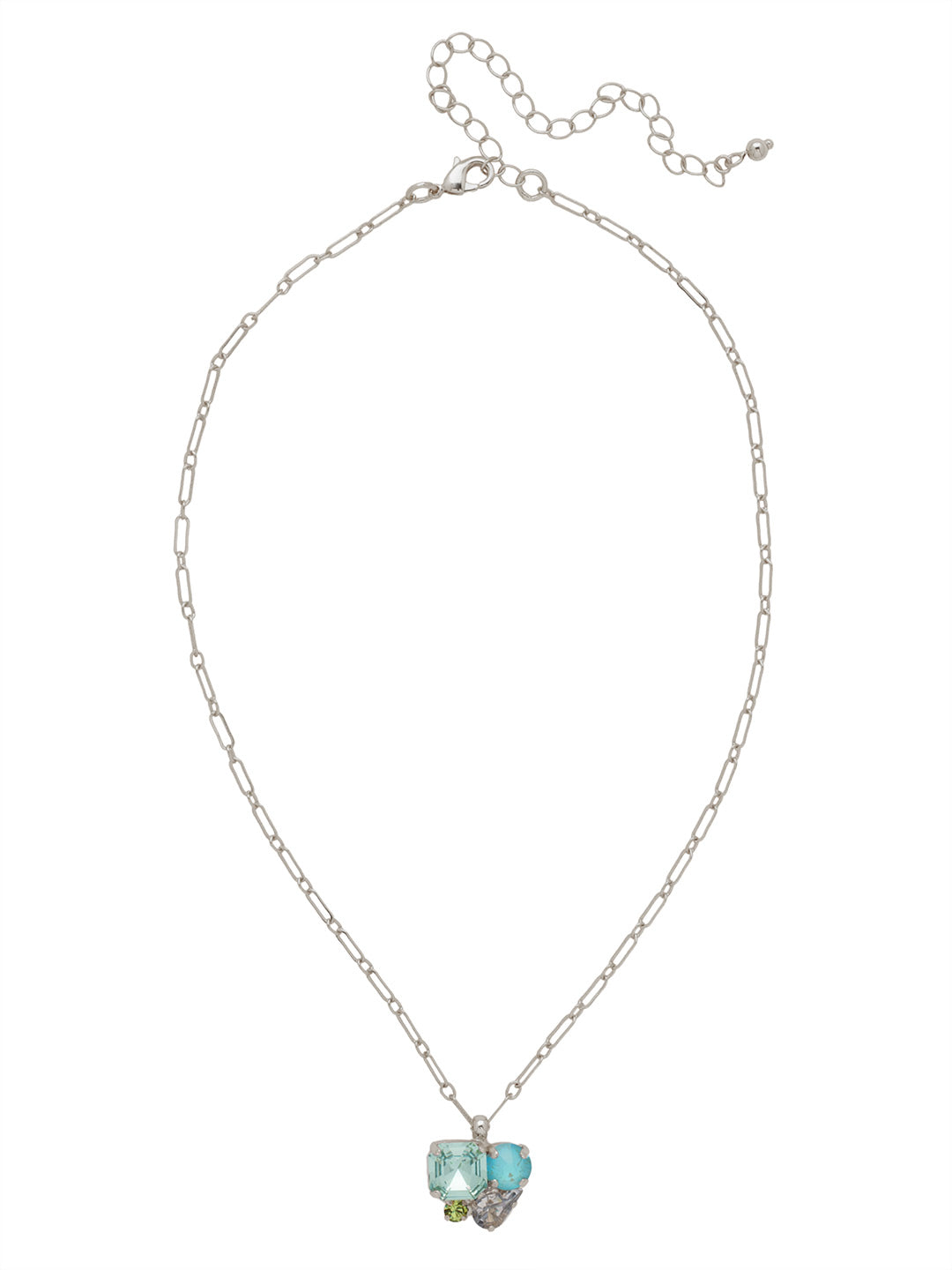 Anika Pendant Necklace - NFY11PDOC - <p>The Anika Pendant Necklace features a pendant of assorted cut crystals on an adjustable chain, secured with a lobster claw clasp. From Sorrelli's Ocean collection in our Palladium finish.</p>