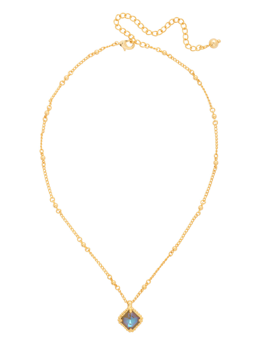 Izzy Decorated Pendant Necklace - NFY2BGCPD - <p>The Izzy Decorated Stud Earrings feature a single imperial fancy square-cut crystal with a metal beaded halo dangling from an adjustable chain, secured with a lobster claw clasp. (16-20 inches) From Sorrelli's Cappuccino Delite collection in our Bright Gold-tone finish.</p>