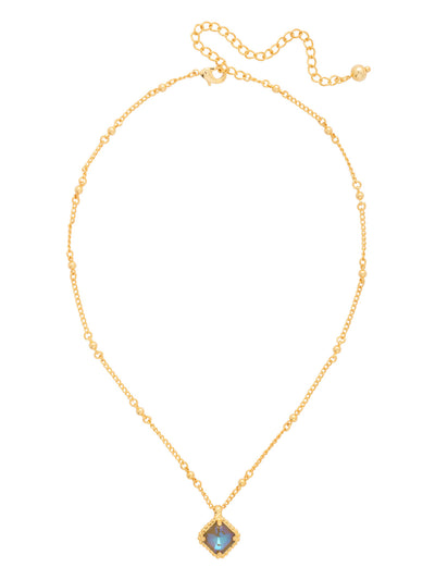 Izzy Decorated Pendant Necklace - NFY2BGCPD - <p>The Izzy Decorated Stud Earrings feature a single imperial fancy square-cut crystal with a metal beaded halo dangling from an adjustable chain, secured with a lobster claw clasp. (16-20 inches) From Sorrelli's Cappuccino Delite collection in our Bright Gold-tone finish.</p>